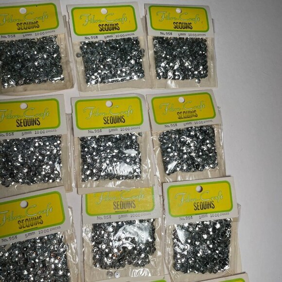 Vintage Sequins Lot of 24 Packages Silver 5mm Fibre-Craft 954 Sparkle Crafting - Picture 3 of 6